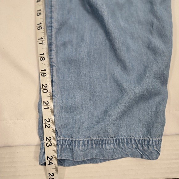 Abercrombie & Fitch Jumpsuit Chambray Belted Short Sleeve Blue Women's L Y2k 90s - Picture 8 of 11